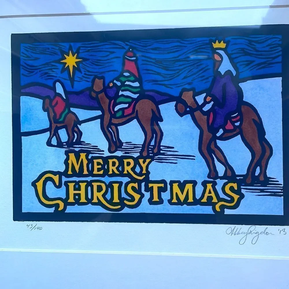 New in packaging “Merry‎ Christmas” print with the three wise men & mat